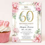 Geburtstagsparty Pink Peony Elegant Blumen Einladung<br><div class="desc">Feiern Sie den 60-jährigen Meilenstein mit unserer eleganten "60. Geburtstagsparty Pink Peony Elegant Floral Einladung!" Ideal für eine unvergessliche 60. Geburtstagsfeier. Bestellen Sie noch heute und machen Sie Ihre Feier zu einem ganz besonderen Erlebnis! Bitte beachten Sie: Die Gold Glitzer Effekte werden nur simuliert, während beim Drucken kein echtes Gold...</div>