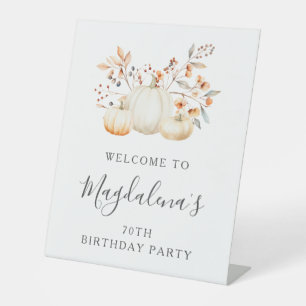 Geburtstagsparty Pumpkin Herbstlaub Willkommen Sockelschild