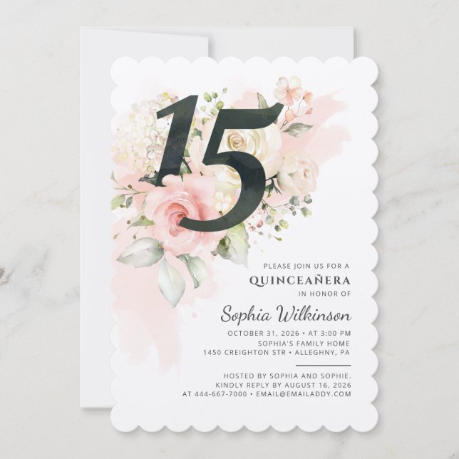 Geburtstagsparty Quinceanera Geburtstagsparty Einladung (Vorderseite)