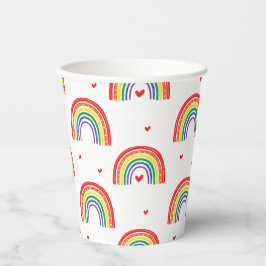 Geburtstagsparty Rainbows und Herz Pappbecher