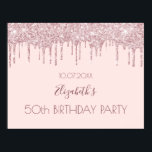 Geburtstagsparty Rosa Glitzer Tropfen Name Poster<br><div class="desc">Für eine mädchenhafte und glamouröse 50. Geburtstagsfeier (oder jedes Alter). Ein rot rosa Hintergrund mit Imitate Glitzer Tropfen,  Farbe Tropfausdruck aussehen. Personalisieren und fügen Sie einen Namen und Alter 50. Der Name ist mit einem modernen handgeschriebenen Stilskript geschrieben.</div>