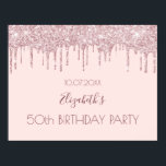 Geburtstagsparty Rosa Glitzer Tropfen Name Poster<br><div class="desc">Für eine mädchenhafte und glamouröse 50. Geburtstagsfeier (oder jedes Alter). Ein rot rosa Hintergrund mit Imitate Glitzer Tropfen,  Farbe Tropfausdruck aussehen. Personalisieren und fügen Sie einen Namen und Alter 50. Der Name ist mit einem modernen handgeschriebenen Stilskript geschrieben.</div>
