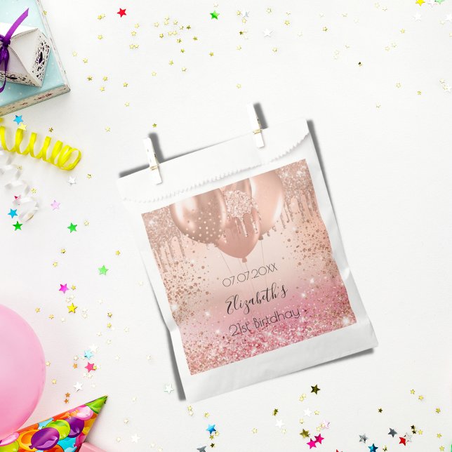 Geburtstagsparty Rosa Goldballons Geschenktütchen (Von Creator hochgeladen)