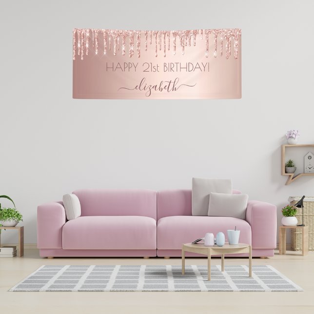 Geburtstagsparty Rose Gold rosa Tropfen Banner (Von Creator hochgeladen)
