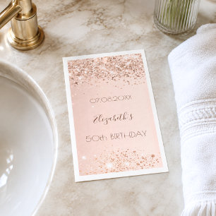 Geburtstagsparty Rose Goldfetti Serviette