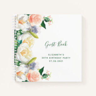Geburtstagsparty Rose Goldflorchen White Guest Boo Notizbuch