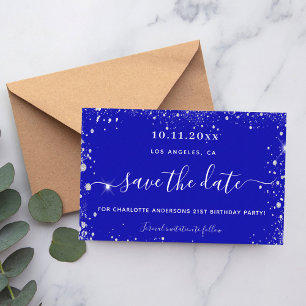 Geburtstagsparty Royal Blue Silber rett Date Card