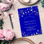 Geburtstagsparty Royblau Sterne Einladungspostkarte<br><div class="desc">Eine 40. (oder jedes Alter) Geburtstagsfeier für ihn und sie. Ein königsblauer Hintergrund mit Sternen. Personalisieren und fügen Sie einen Namen und Party-Details hinzu.</div>