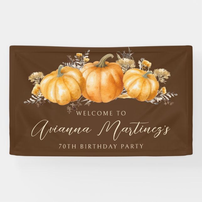 Geburtstagsparty Rustic Boho Fall Pumpkin Banner (Horizontal)