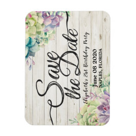 Geburtstagsparty Save the Date Sukkulentes Rustika Magnet