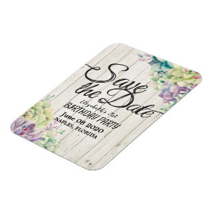 Geburtstagsparty Save the Date Sukkulentes Rustika Magnet