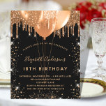Geburtstagsparty Schwarzgold Glitzer Staub<br><div class="desc">Für eine elegante 18. Geburtstagsfeier (oder jedes Alter). Ein stilvoller schwarzer Hintergrund. Der vergoldete Glitzer und die Ballons sind mit dunklen Imitaten dekoriert. Personalisieren und fügen Sie Namen,  Alter und Party Details hinzu. Der Name wird mit einem handgeschriebenen Stilskript geschrieben</div>