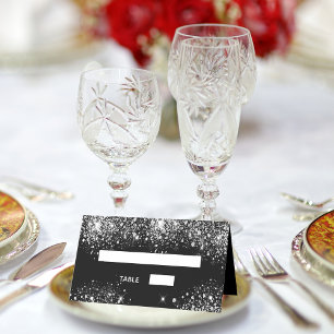 Geburtstagsparty Schwarzsilber Glitzer Staub Platzkarte