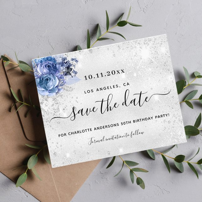 Geburtstagsparty - Silberblauer Haushalt Save the  Flyer (Von Creator hochgeladen)