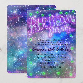 Geburtstagsparty Sleepover Slumber Space Galaxie Einladung