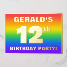 Geburtstagsparty: Spaß, farbenfrohe Regenbogenmust Folieneinladung