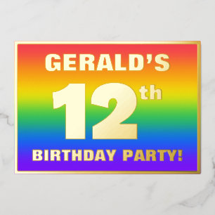 Geburtstagsparty: Spaß, farbenfrohe Regenbogenmust Folieneinladung