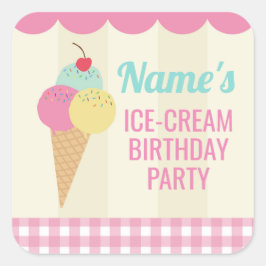 Geburtstagsparty Stickers Ice-Cream Pink Lolly