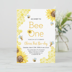Geburtstagsparty "Sweet to bee one first Bee Day" Einladung