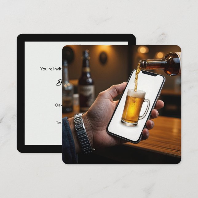 Geburtstagsparty Tasse Bier Einladung (Vorne/Hinten)