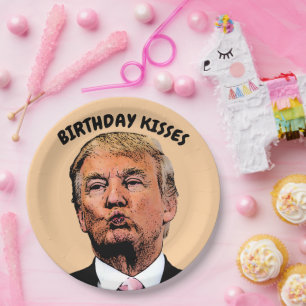 GEBURTSTAGSPARTY TELLER DONALD TRUMP KÜSSE
