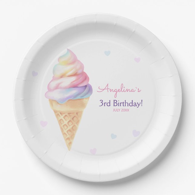 Geburtstagsparty Teller mit süßem Eis. (Vorderseite)