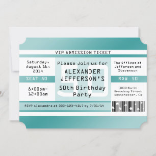Geburtstagsparty Ticket Gestaltete Einladungen