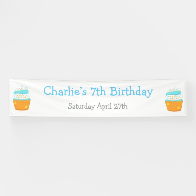 Geburtstagsparty von Cupcake und Sprinkles Banner (Horizontal)