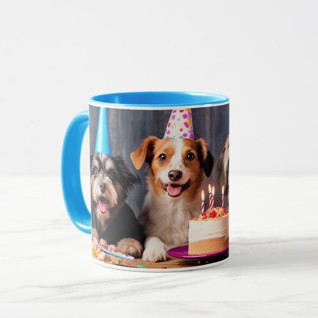 Geburtstagsparty von Hunden Tasse (Vorderseite Links)