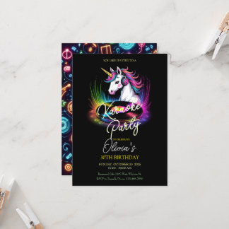 Geburtstagsparty von Unicorn und Vinyl Karaoke Einladung