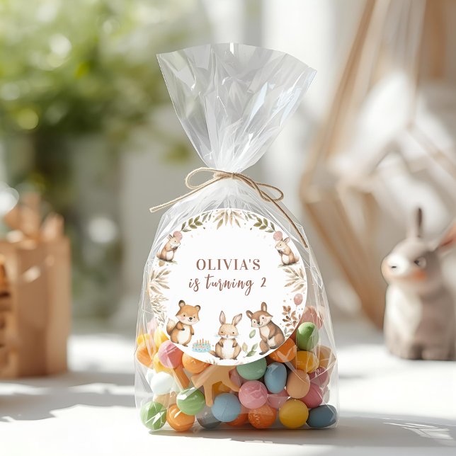 Geburtstagsparty von Waldtieren Runder Aufkleber (Von Creator hochgeladen)