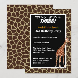 Geburtstagsparty von Young Wild and Three Giraffe Einladung