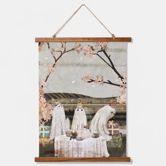 Geburtstagsparty Wandteppich Mit Holzrahmen (Vorderseite)