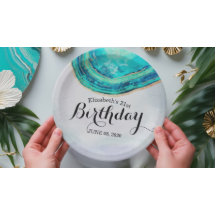 Geburtstagsparty Watercolor Aquamarin & Gold Agate