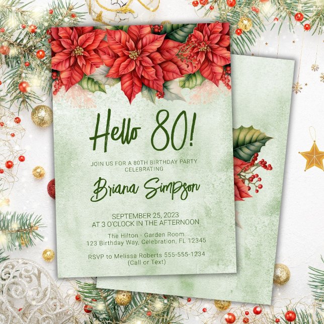 Geburtstagsparty Weihnachten Poinsettia Floral Einladung (Von Creator hochgeladen)
