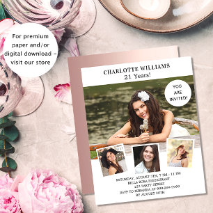 Geburtstagsparty White Rose Foto Einladung Flyer