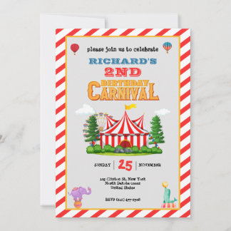 Geburtstagsparty Zirkus-Karneval-Thema des Kindes Einladung