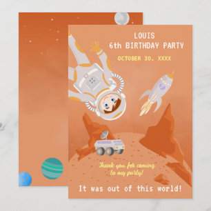 Geburtstagsparty zum Thema "Mars Astronautenjunge" Dankeskarte