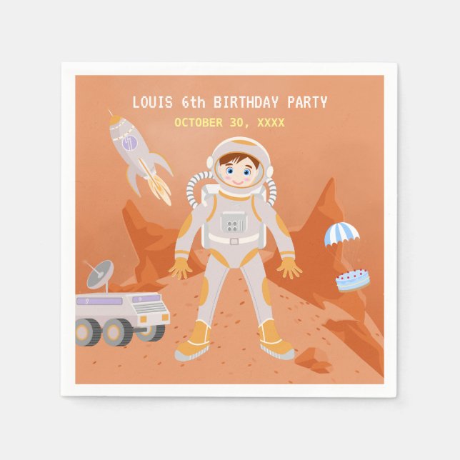 Geburtstagsparty zum Thema "Mars Astronautenjunge" Serviette (Vorderseite)