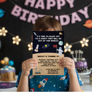 Geburtstagsparty zum Thema Raum Einladung. Blase a Einladung