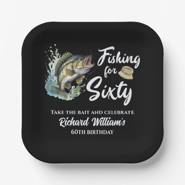 Geburtstagsparty zum Thema Vintages Angeln Pappteller (Vorderseite)