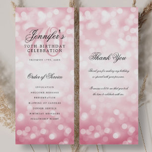 Geburtstagsprogramm Blush Pink Bokeh Vielen Dank Einladung