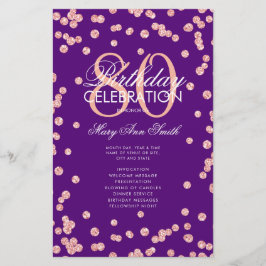 Geburtstagsprogramm Rose Gold Navy Glitzer Menu (8 Flyer
