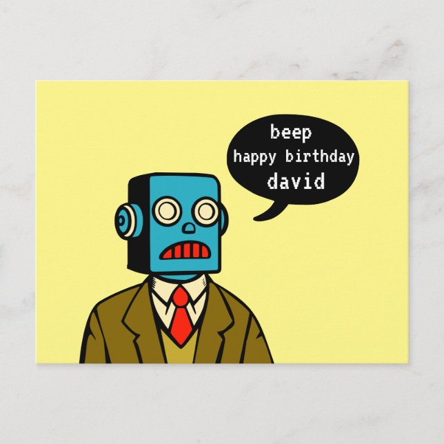 Geburtstagsroboter Postkarte (Vorderseite)