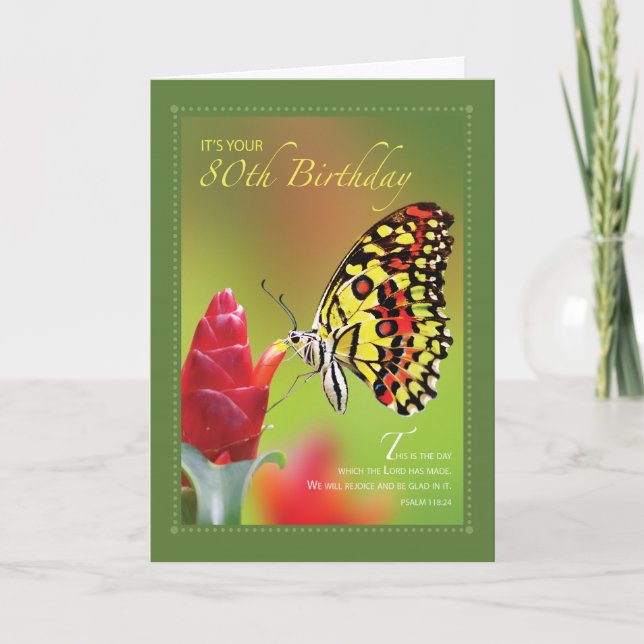 Geburtstagsschmetterling auf der Roten Blume Karte (Vorderseite)