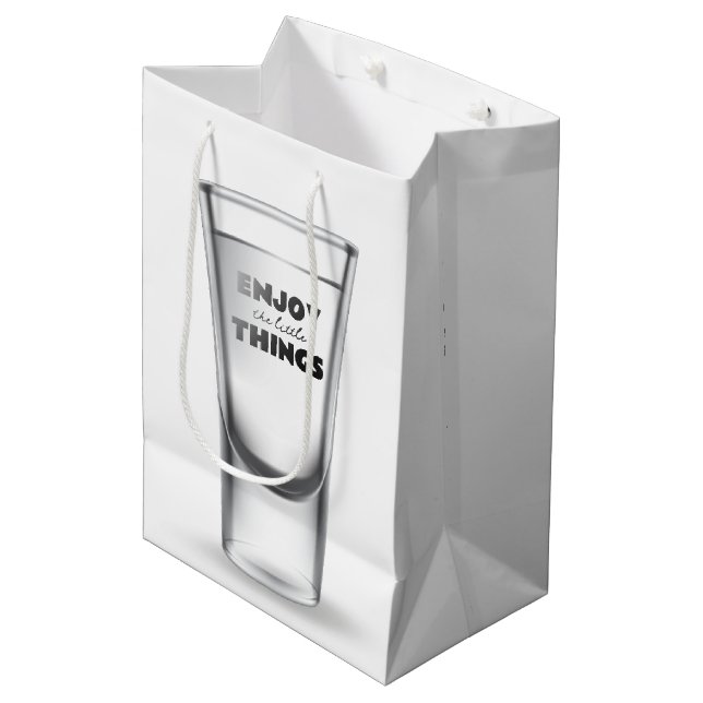 Geburtstagsschussglas mit Text Mittlere Geschenktüte (Vorderseite Schrägansicht)