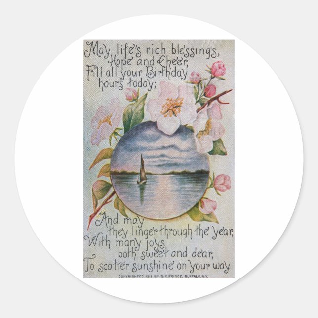 Geburtstagssegnung Runder Aufkleber (Vorderseite)