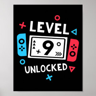 Geburtstagsshirt Junge Level 9 Freigeschaltet Vide Poster