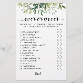 Geburtstagsspiel oder Niemals Geburtstagsparty