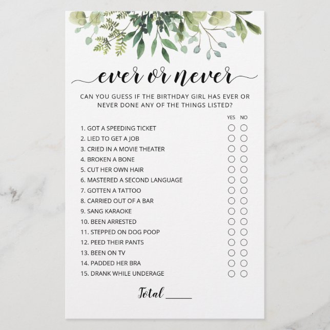 Geburtstagsspiel oder Niemals Geburtstagsparty (Vorderseite)